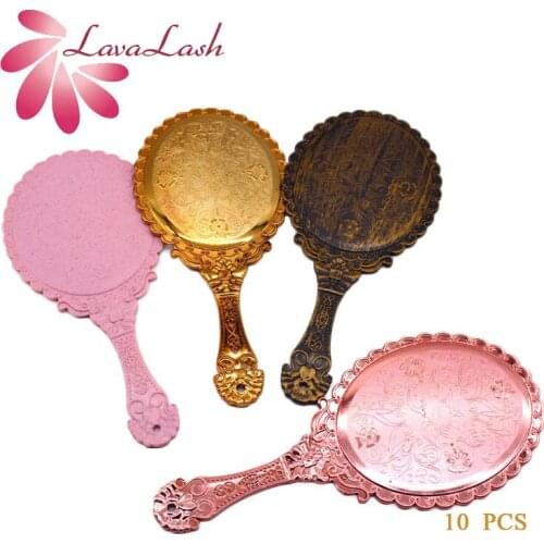 10PCS Vintage Cosmetic Makeup Mirror Oval Round Mirror Noble Retro Hand Held Mirror Beauty Tool For Ladies Eyelash Extension