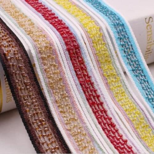 10Yards Colored Beads Woven Lace Beaded Clothing Ribbon For Sewing DIY Headwear Bracelet Accessories Wraping Lace Decoration