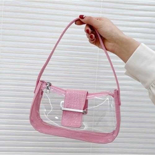 2021New Small Handl Bags For Women Design Luxury Transparent Bag Clear PVC Jelly Armpit Shoulder Bag Totes Female Messenger Bags