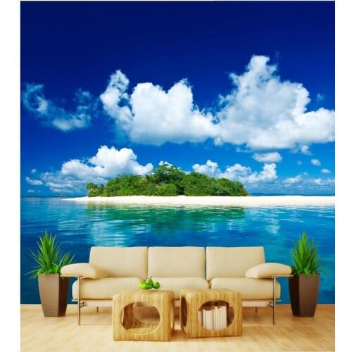 3D sea island background wall customized wallpaper for walls Home Decoration mural painting photos