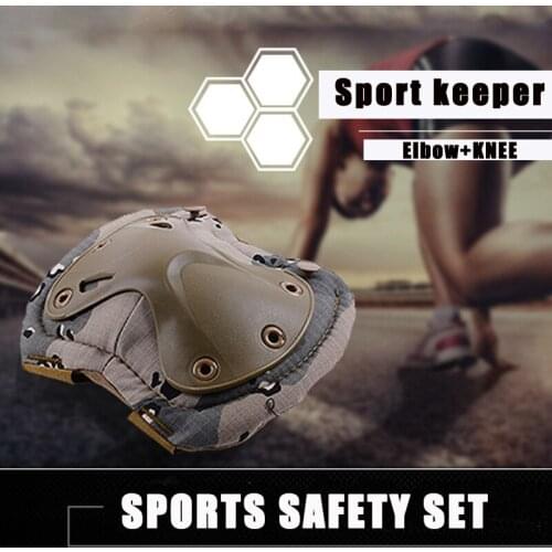 4 PC camouflage Elbow Knee pads Outdoor CS knee protector elastic bandage power knee joint Cycling patella Kneepad sports safety