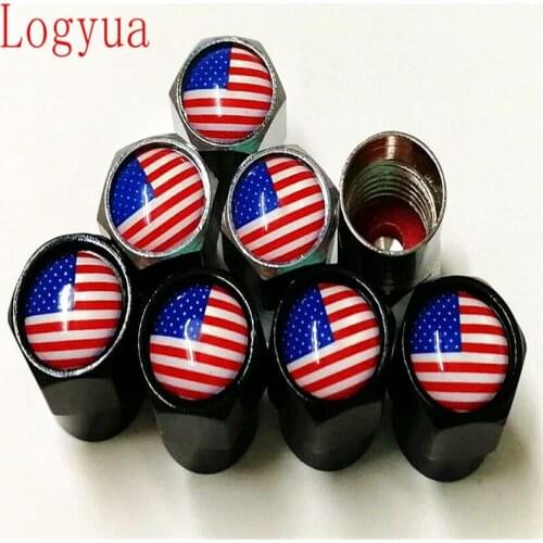 4pcs/lot Car USA Flag Logo Tire Valve Cap Truck Motorcycle Bike Wheel Tire Valve Stem Cap For America United States Cars