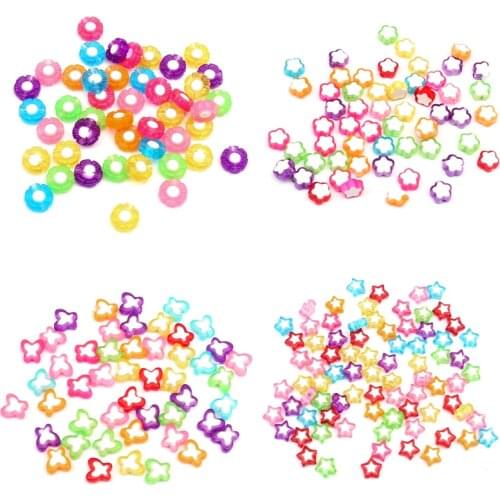 50Pcs Acrylic Bows Flower Round Loose Spacer Beads for Jewelry Making For Needlework Beads DIY Bracelet & Necklaces 10x10 MM