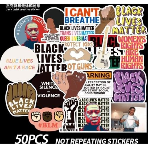 50pcs/set Wholesale Black Lives Matter Stickers Pack Blm Sticker Non-random Luggage Sticker Laptop Skateboard Motor Car Decal
