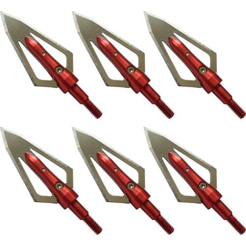 6Pcs Steel Flat Broadheads 100 Grain Screw Thread 0.9" Cut Archery Arrowheads