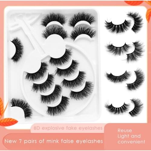 7 Pairs 8D Faux Mink Lashes Messy Dramatic Volume False Eyelashes Thick Long Wispy Fake Eyelash Natural Long Eye Makeup DIY Tool