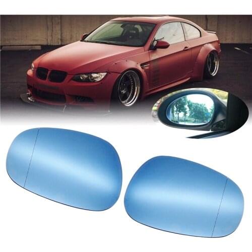 2 Pcs Car Anti Glare Rearview Mirror Blue Glass Heated Wide Angle Wing Mirror for BMW E90 E92 E93 2009-2012 Car Exterior Decor