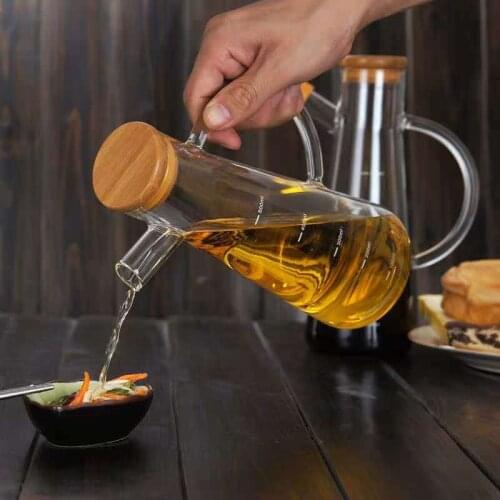 500ml Cooking Seasoning Bottle Dispenser High Borosilicate Glass Olive Oil Sauce Vinegar Pot Bottles Can With Handle Lid Cruet