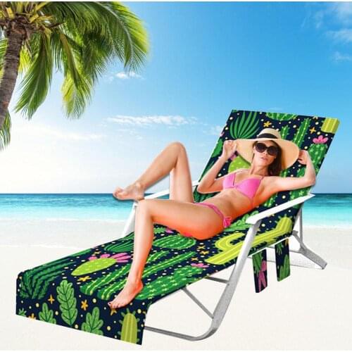 Quick Drying Beach Towel Chair Cover Microfiber Chaise Lounge Towel Cover With Side Pockets For Pool Sun Lounger Hotel Garden