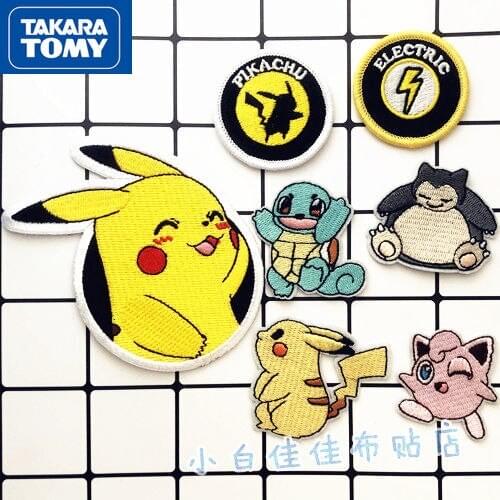 TAKARA TOMY Pokemon Decoration Applique Applique Embroidery Badge Pikachu Cartoon Image DIY Clothes Sticker Mark