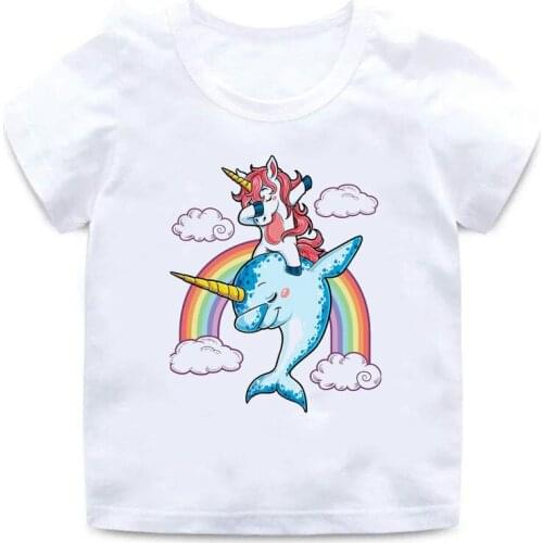 Unicorn Mermaid Print Kids T Shirt for Boys/girls Ballet Dancer Unicorn Donut Casual T-shirt Top