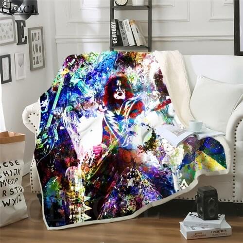 Double Layer Blankets KISS Rock Band Printed Throw Blankets for Beds Home Decoration Beddings Fashion Sofa Boy Girl Adult Quilt