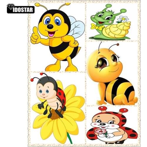 IOOSTAR Diamond Embroidery Bee Diamond Painting 5D Diamond Mosaic Cartoon Full Square/round Rhinestones Pictures Child Painting