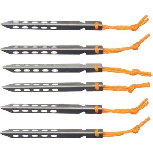 4-12 PCS Titanium Tent Pegs with Rope Stake V Shape titanium Spike Camping Hiking Equipment Outdoor Traveling Tent Accessories