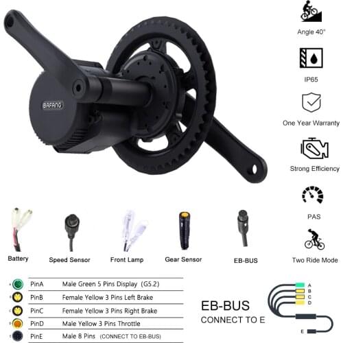 BAFANG 48V 750W BBS02B Mid Drive Motor Electric Bike Conversion Kit with Lock 12Ah 17.5Ah Bicycle Battery in Samsung Cell