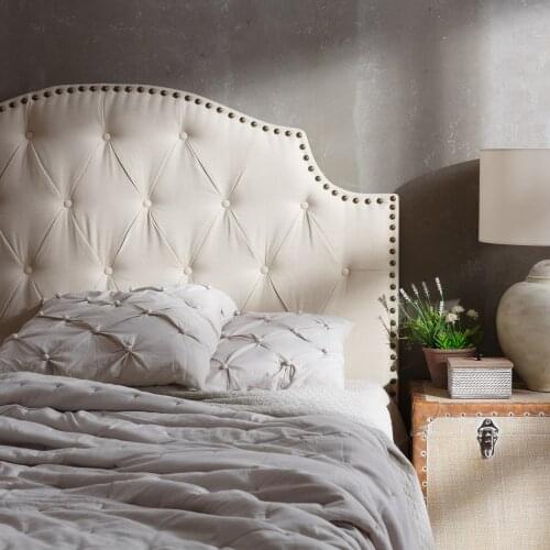 Headboard cream fabric-wood bedroom 160x8x120 cm