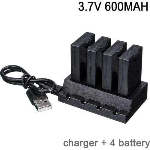 Limskey 4 in 1 4pcs 3.7v 600mAh LiPo Battery Set with Rapid 4 Port Adapter Battery Charger for Parrot Mini Drone Rolling Spider