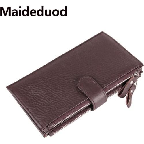 Maideduod Wallet Male Genuine Leather Mens Wallets for Credit Card Holder Clutch Male bags Coin Purse Men Genuine leather