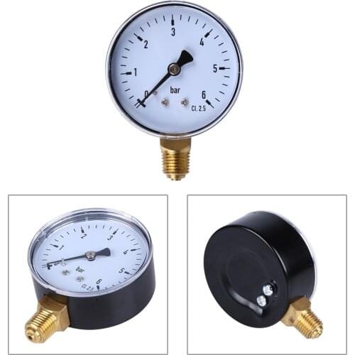 1/4 Inch Manometer 6 Bar Compressor Compressed Air Pressure Gauge for Air Water Oil Gas Measurement Hydraulic Pressure Tester