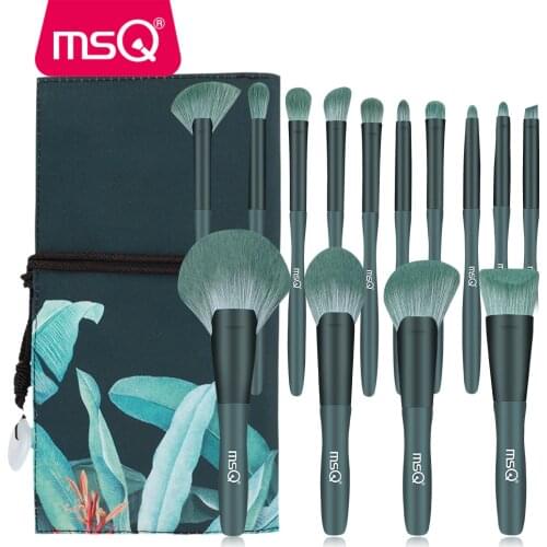 MSQ 14PCS Makeup Brushes Set Foundation Powder Eye shadow Eyebrow Blending Fan Detail Make Up Brush Beauty Tools with Gift Box