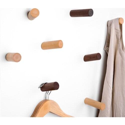Natural Beech/Black Walnut Wall Hook Wall Hanger Clothes Storage Rack Home Decor Hooks For Hanging Key Decorative Hooks Gifts