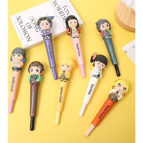 New Ghost Slayer Decompression Pen Creative Pen Anime Cartoon Decompression Pen Gel Pen Office Stationery Gift Gift Box