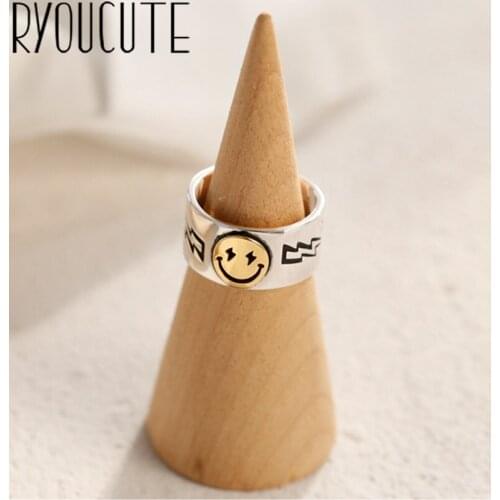 New Charming Gold Color Smile Face Ring for Women Vintage Boho Knuckle Party Rings Gothic Punk Jewelry Gifts for Girls