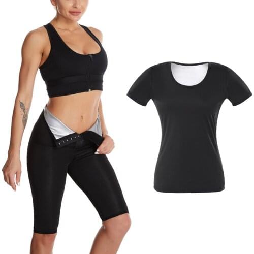 New Women Sweat Sauna Suits Shirt Body Shaper Waist Trainer Slimming Leggings Shapewear Workout Fitness Corset Pants All Seasons
