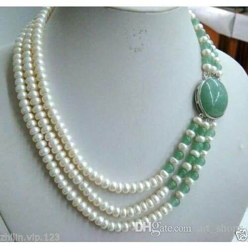 Charming Womens Jewelry 3 row white freshwater pearl NoEnName_Null necklace AA1234