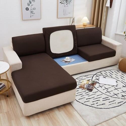 Solid Color Sofa Cushion Covers for Living Room Polyester Modern Elastic Corner Couch Cover Slipcovers Chair Protector Cover