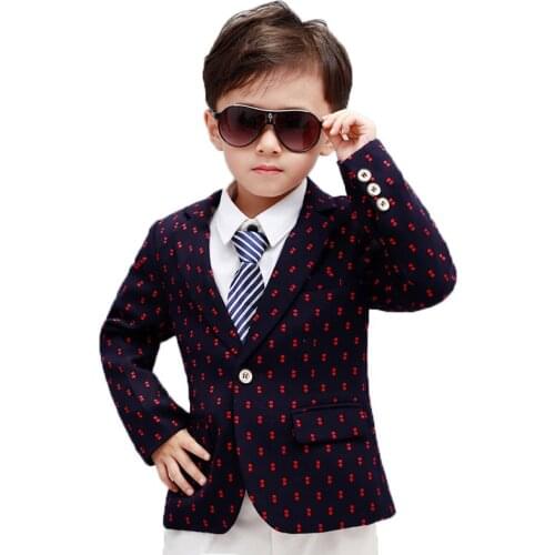 New Design Boys Dots Print Blazers Kids Fashion Spring Blazer Jacket for Boys Children Formal Wedding Suits Blazer Boys Jacket