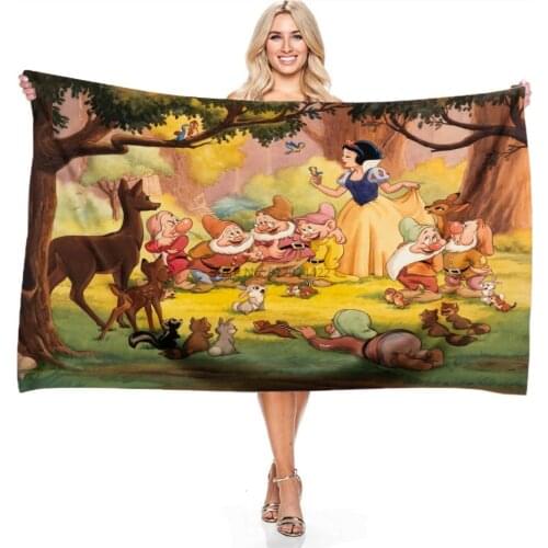 Women Girls Children Cartoon Snow White 3d Beach Towel Adult Kids Bathroom Shower Towels Bath Towels Vacation Shawls 140x180cm
