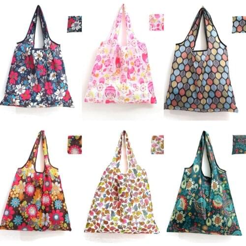 Portable Durable Shopping Bag Reusable Washable Storage Tote Foldable Grocery Polyester Cloth Large Capacity Supermarket Bag