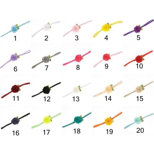 NISHINE 20pcs/lot Newborn Baby Headbands Leaves Rose Roll Children Accessories Elastic Non-woven Hair Band Hair Accessories