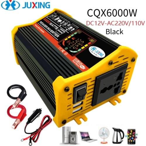 JUXING 6000W Inverter Car Power Converter Adapter DC 12V to AC110V/220V Power Charger Use for Vehicle, Home,Outdoor