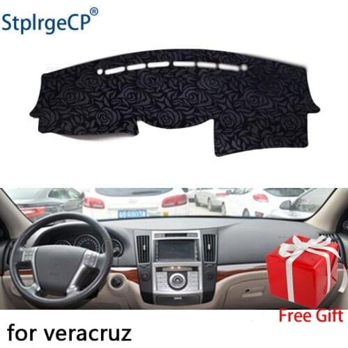 Rose Pattern Non-slip Car Dashboard Cover Dash Mat Pad DashMat ANti-UV Car Sticker for Hyundai Veracruz ix55 2006-15 Car Styling