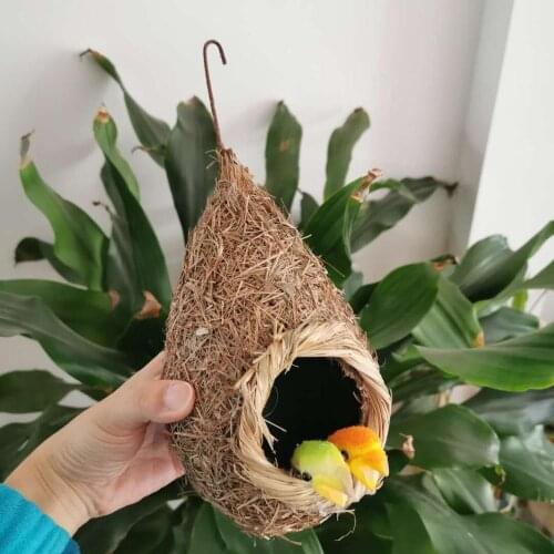 28*10cm/1set, Natural straw birds-nest with two mini birds head,Artifacial Nest for wedding Party home decoration accessories