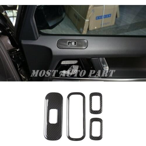 Silver/Black Carbon Interior Car Door Window Lift Button Cover For Benz G Class W463 G350 G400 G500 G500 G55 G63 G65 2019-2021