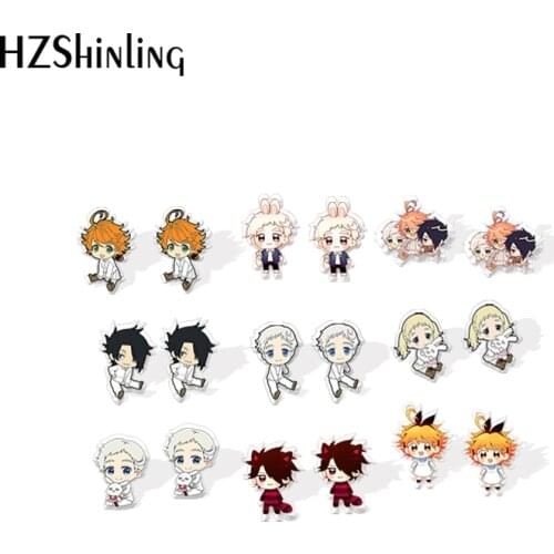 2020 New The Promised Neverland Stud Earring Anime Acrylic Earrings Resin Epoxy Handmade Jewelry