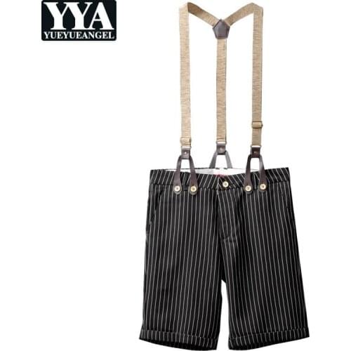 British Style 2021 Summer New Vintage Casual Shorts Mens Concise Slim Strap Knee Length Classic Fashion Male Beach Overalls