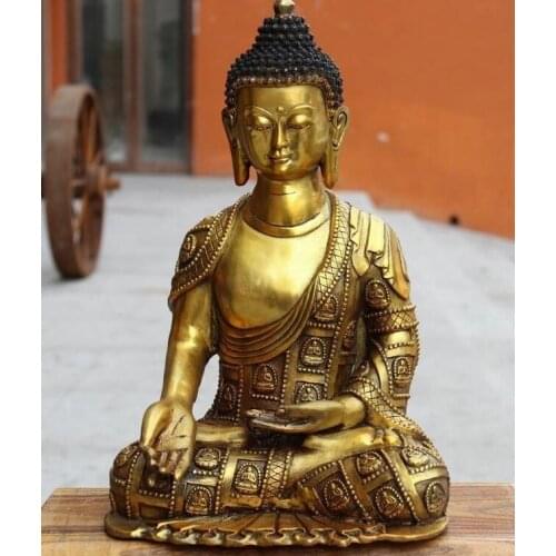 Tibetan Buddhism Copper Bronze Gild Sakyamuni Amitabha Buddha Tathagata Statue