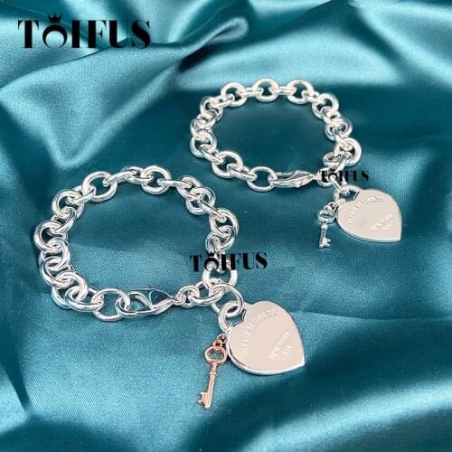 Tif 925 sterling silver classic style ladies high-end key love thick bracelet with original logo China factory wholesale