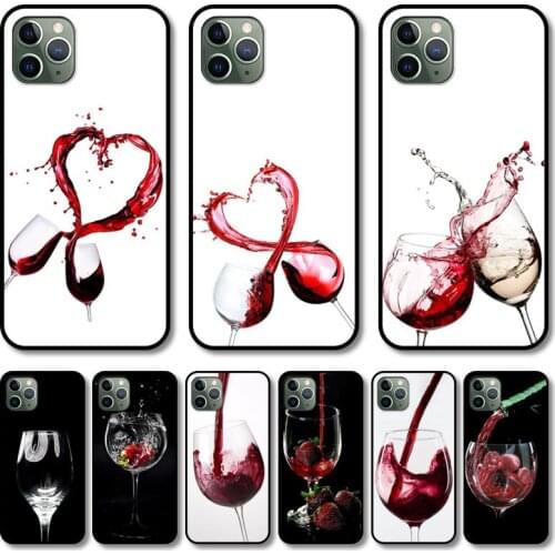 Red wine glass Phone Case cover For iphone 12 pro max 11 8 7 6 s XR PLUS X XS SE 2020 mini black cell shell