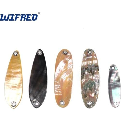 Wifreo 1PC Natural Color Abalone Shell Spoon for Fishing Lure Shell Lures Strip Genuine Paua Abalone Pearl Shell with Hole