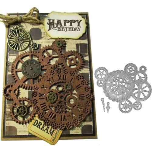 WYSE Gear Table Metal Cutting Dies Scrapbooking Die Steampunk Background Craft Die Cut for DIY Paper Card Template Supplies