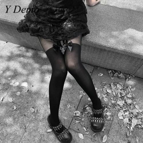 Y Demo Gothic Black Transparent Cute Bow Legging