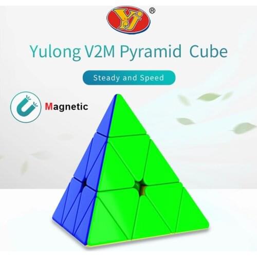 YONGJUN YULONG V2M Pyramid Cube 3x3x3 Magnetic Magic Puzzle Magico Sticker Less Twist Pyramid Magnets Speed Cubes YJ V2