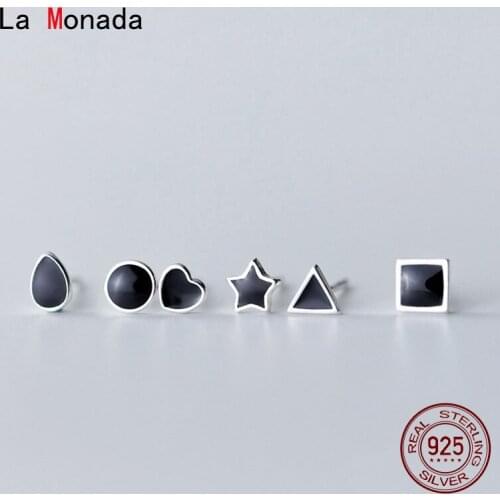 La Monada WaterDrop Star Heart Women Stud Earrings Korean 925 Sterling Silver Earrings For Women Jewelry Round Womens Earrings