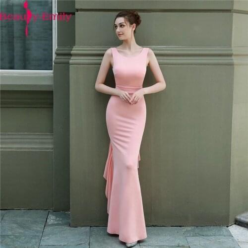 Sexy Scoop Neck Sleevelss Simple Mermaid Evening Dress Long Fashion Open Back Slim Ruffles Evening Gown Many Colors Available