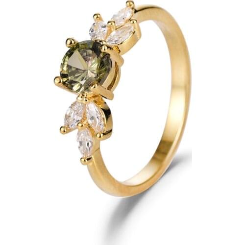 DIWENFU 14K Gold Color Ametrine Ring for Women Anillos De Bague or Jaune Topaz Gemstone Jewelry 14 K Gold Color Wedding Anel